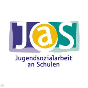 Grafik: Logo mit den Buchstaben J a S. "Jugendsozialarbeit an Schulen" ist darunter ausgeschrieben.